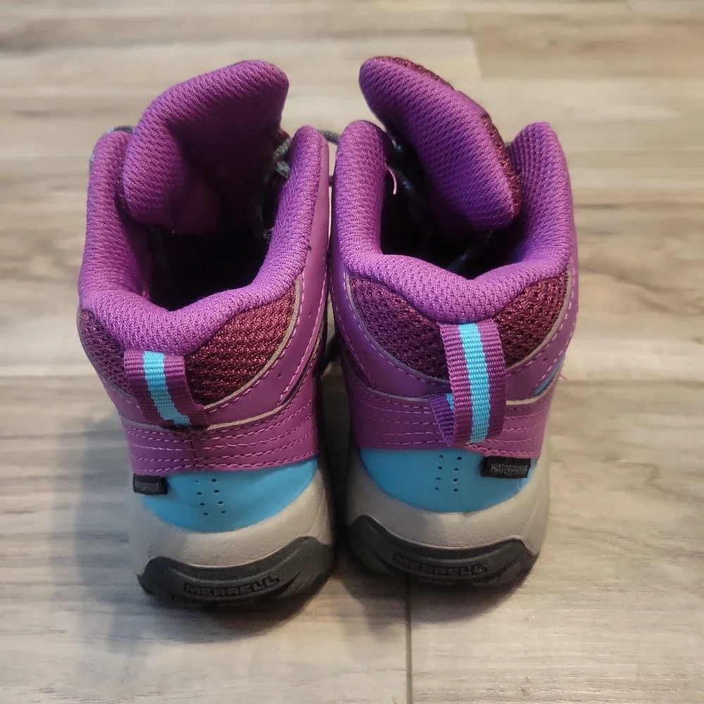 Merrell Kids Oakcreek Mid Lace Waterproof Hiking Sports Purple Boots 11M Purple